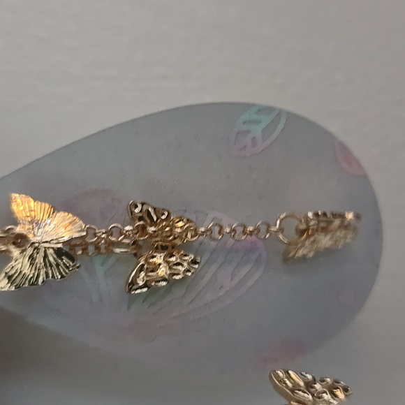 Butterfly Gold Chain Teardrop Earrings - Picture 2 of 3